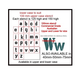 lower case to suit 100mm upper case stencil outside of stencil 1